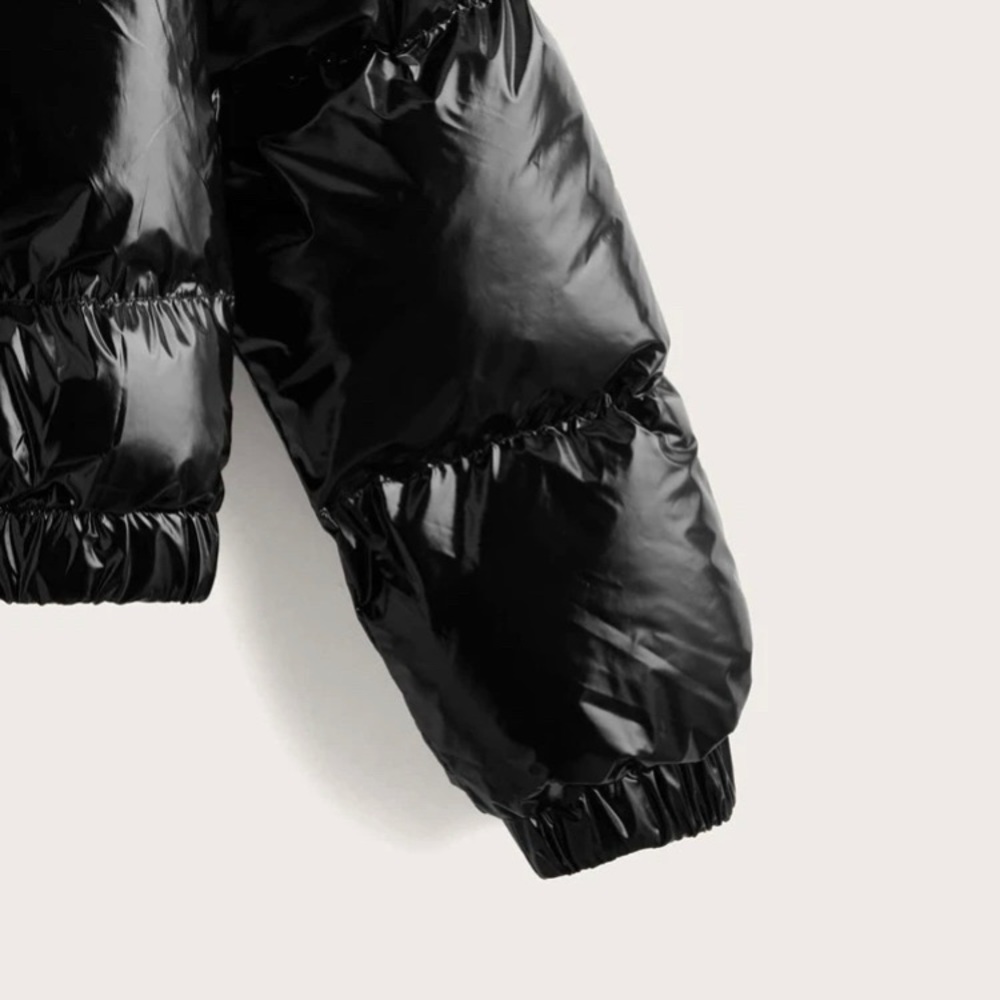 solid zip front padded coat - Picture 4 of 5